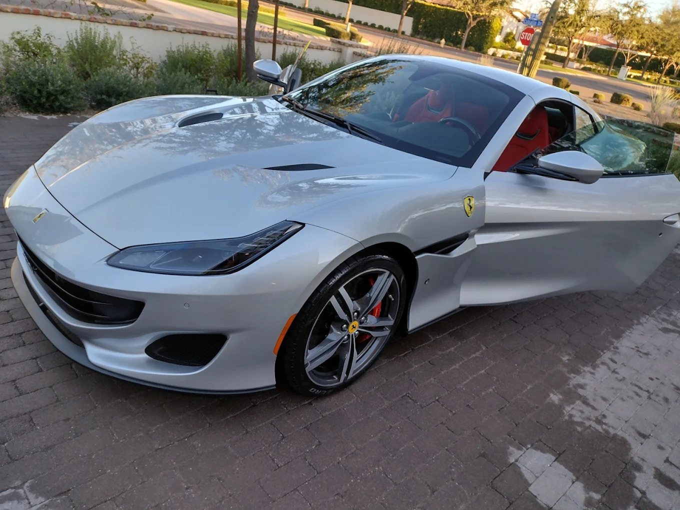 Ferrari Portofino silver with red interior after detail